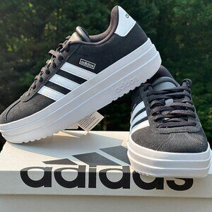 NEW Adidas Youth VL Court Bold Black Platform Casual Sneaker - Sizes 4 and 6